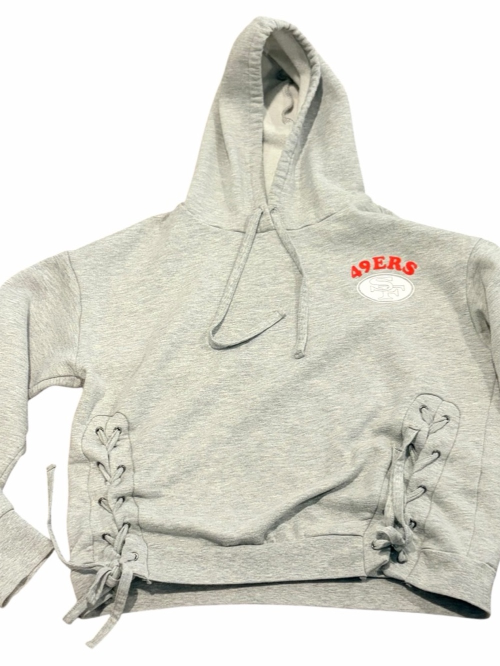 Gray San Francisco 49ers Lace-Side Hooded Sweater size Large Junk Food